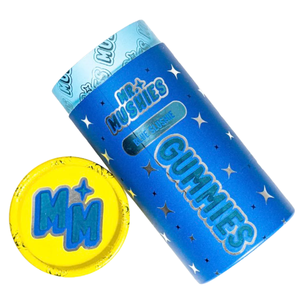 Blue Slushie magic mushroom gummies by Mr. Mushies