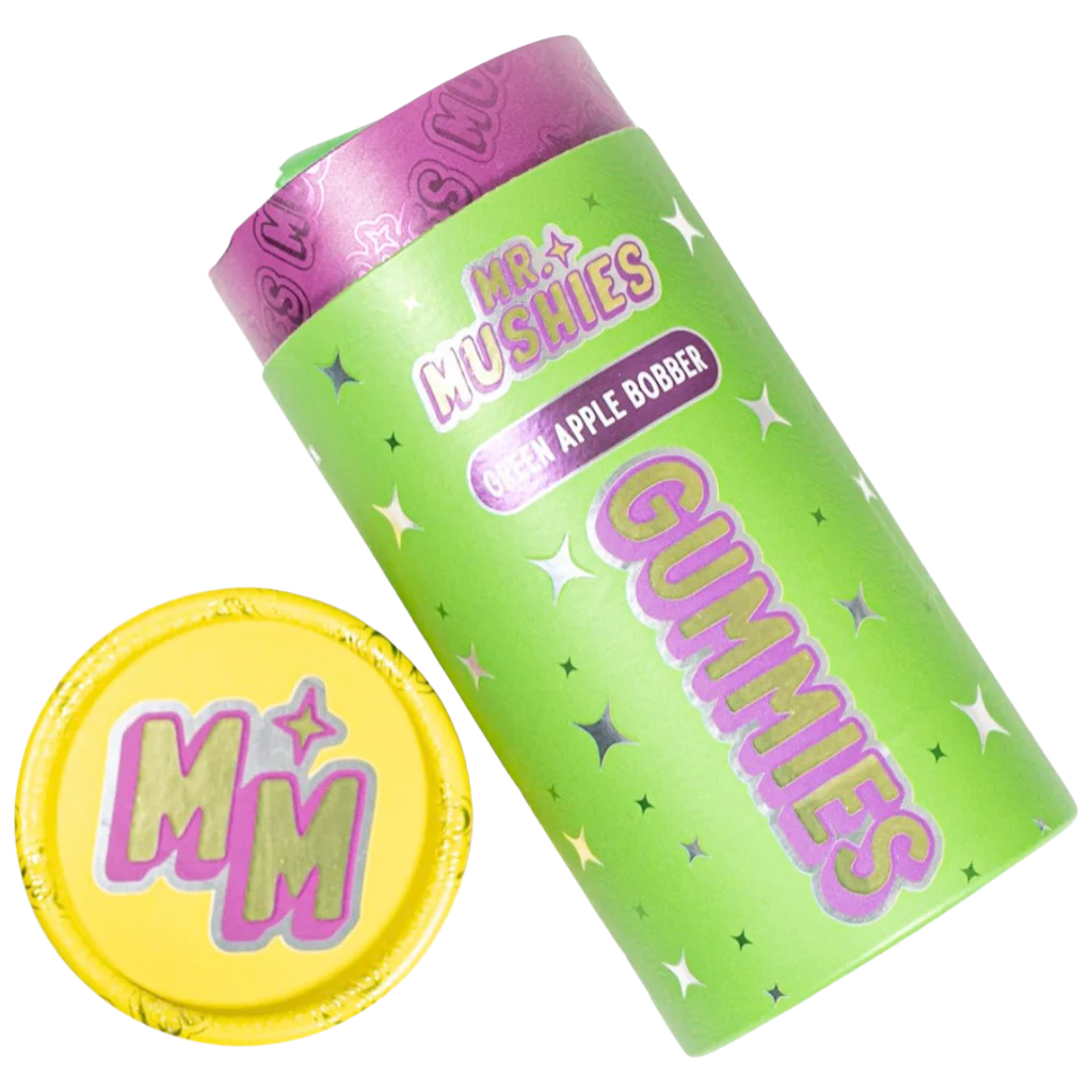 Green Apple Bobber magic mushroom gummies by Mr. Mushies