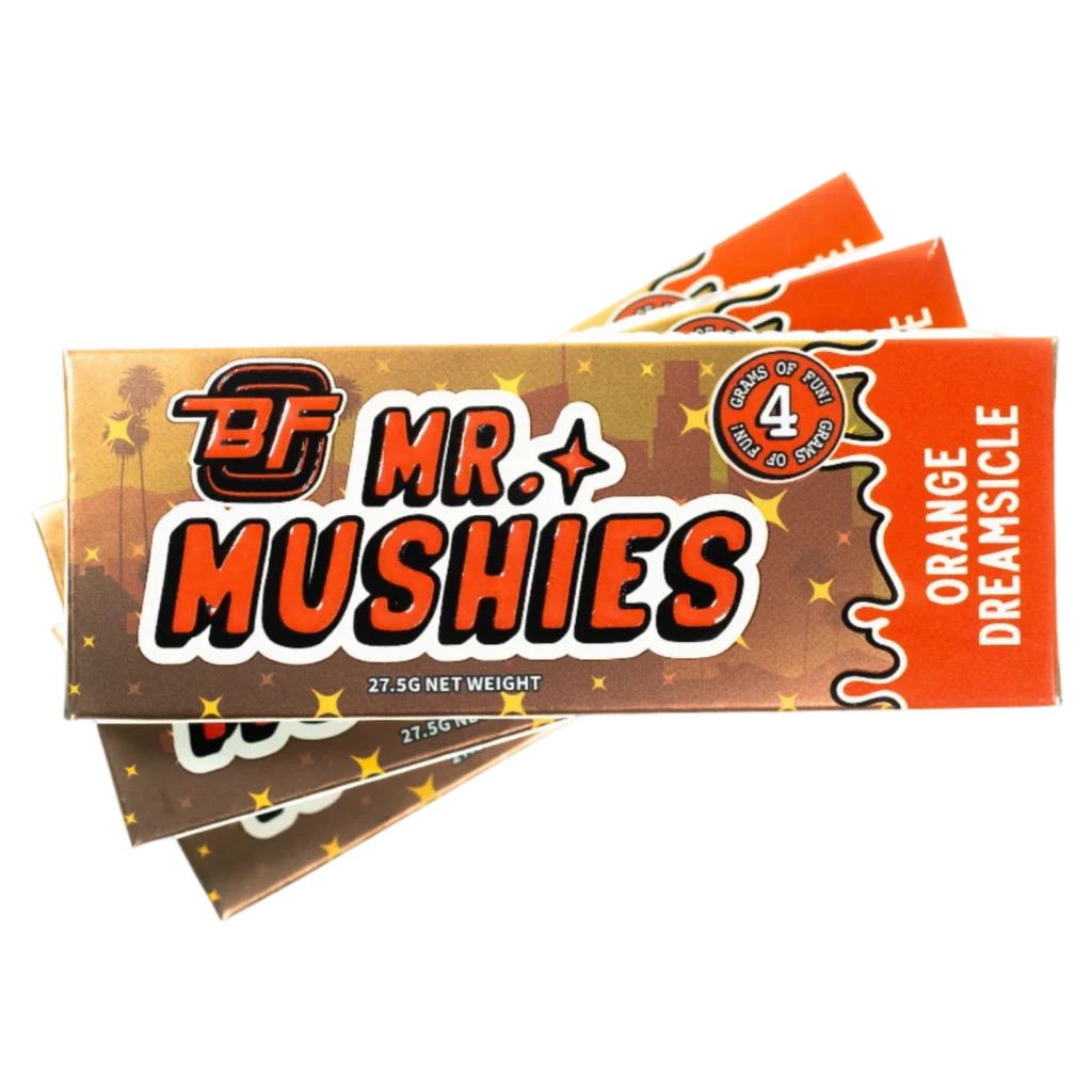 Orange Creamsicle magic mushroom chocolate bar by Mr. Mushies