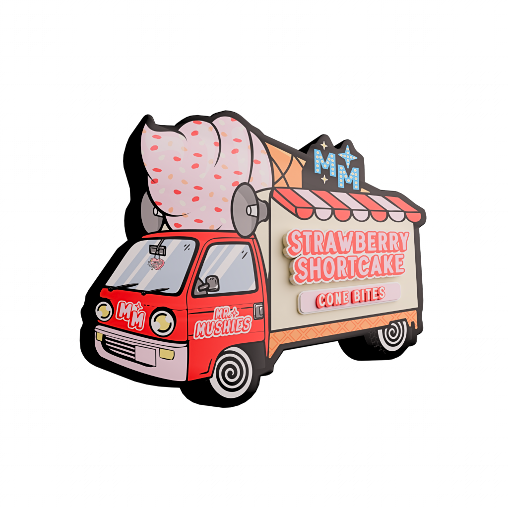 Strawberry Shortcake psilocybin cone bite by Mr. Mushies