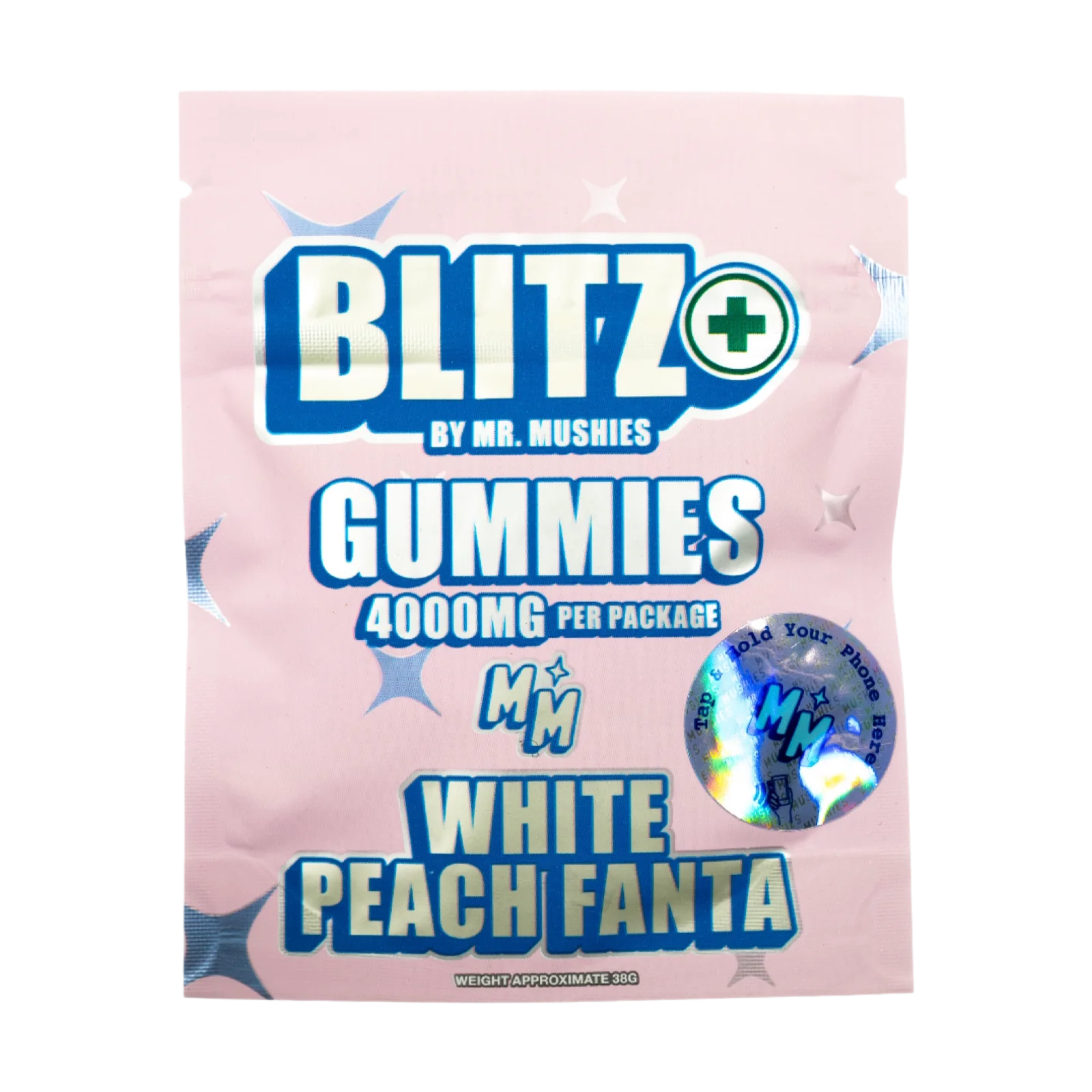 White Peach Fanta psilocybin drink mix sachet by Mr. Mushies