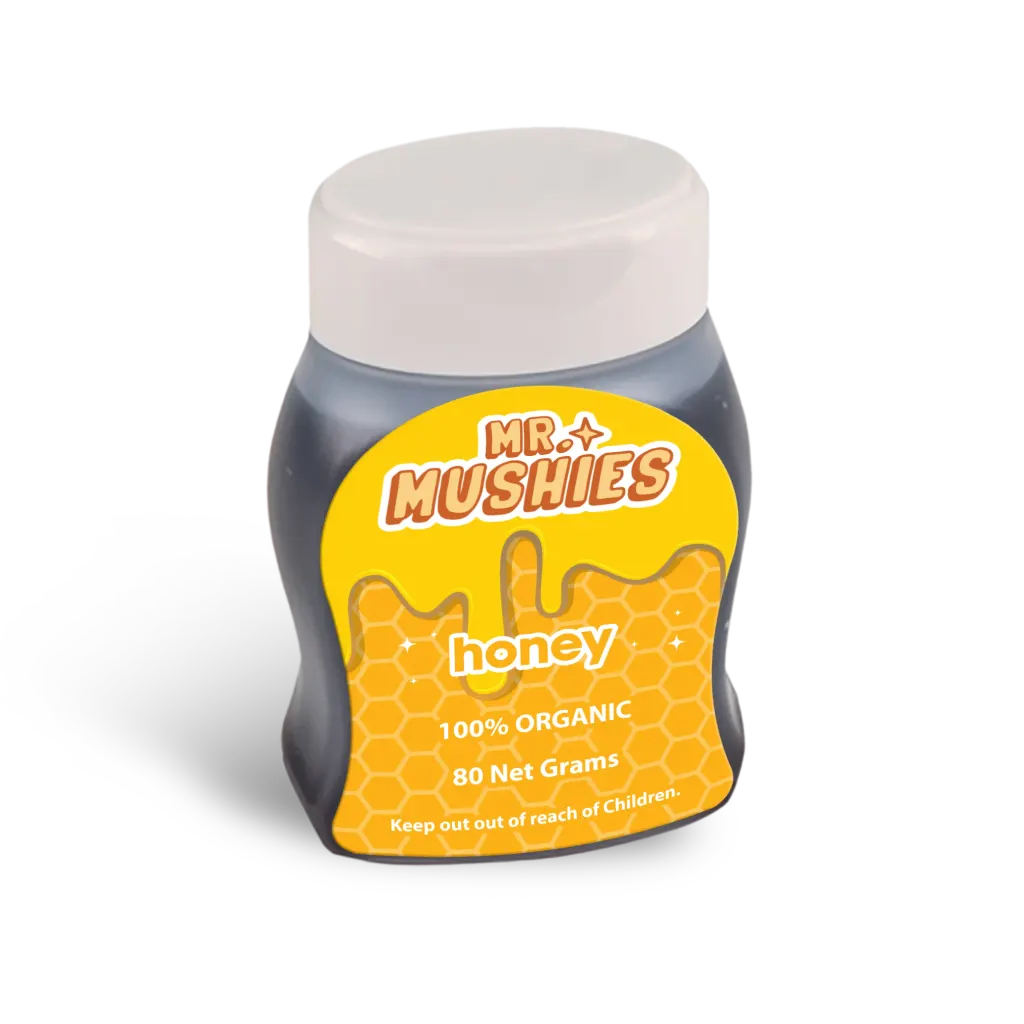 Jar of Mr. Mushies psilocybin-infused honey