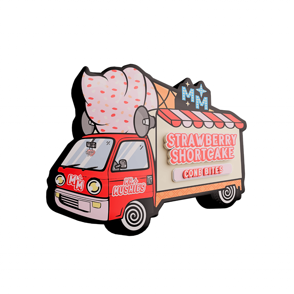 Strawberry Shortcake psilocybin cone bite by Mr. Mushies