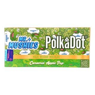 Polkadot Caramel Apple Pop magic mushroom chocolate bar by Mr. Mushies