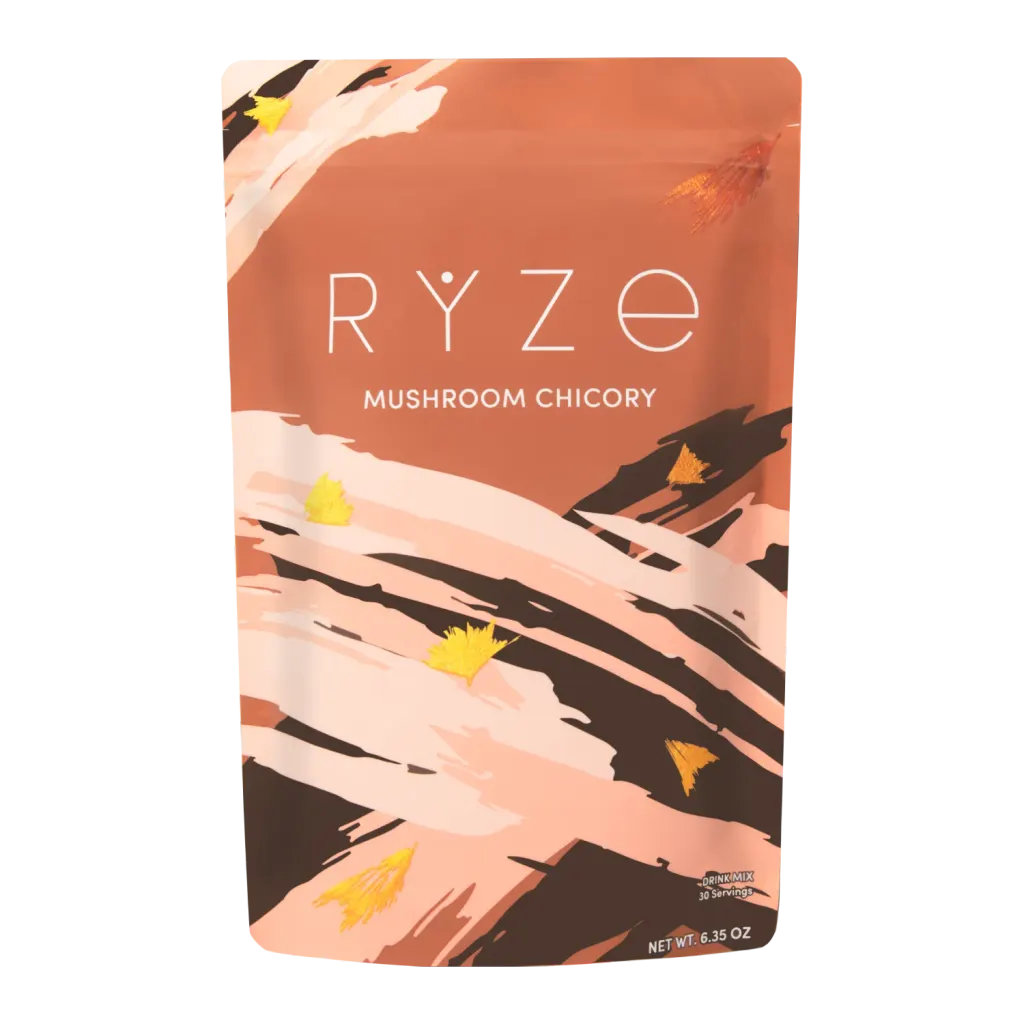 Pouch of RYZE mushroom chicory coffee, 30 servings
