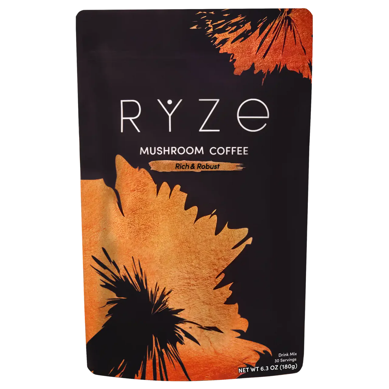 Bag of RYZE dark roast mushroom coffee